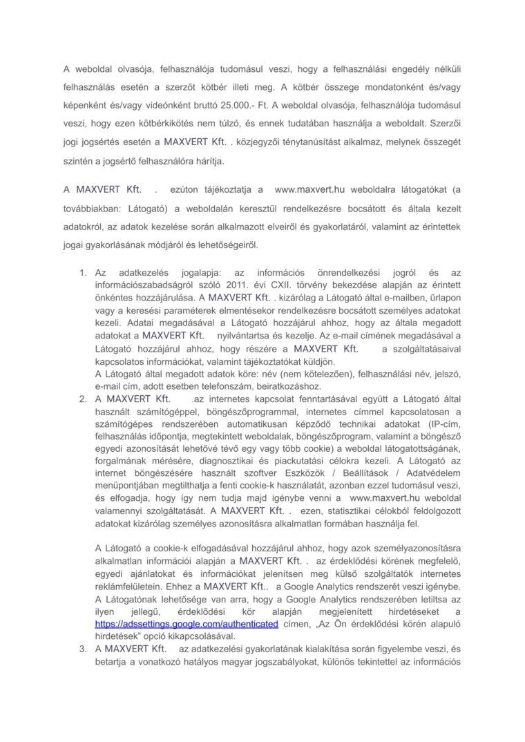 Impresszum 2. oldala